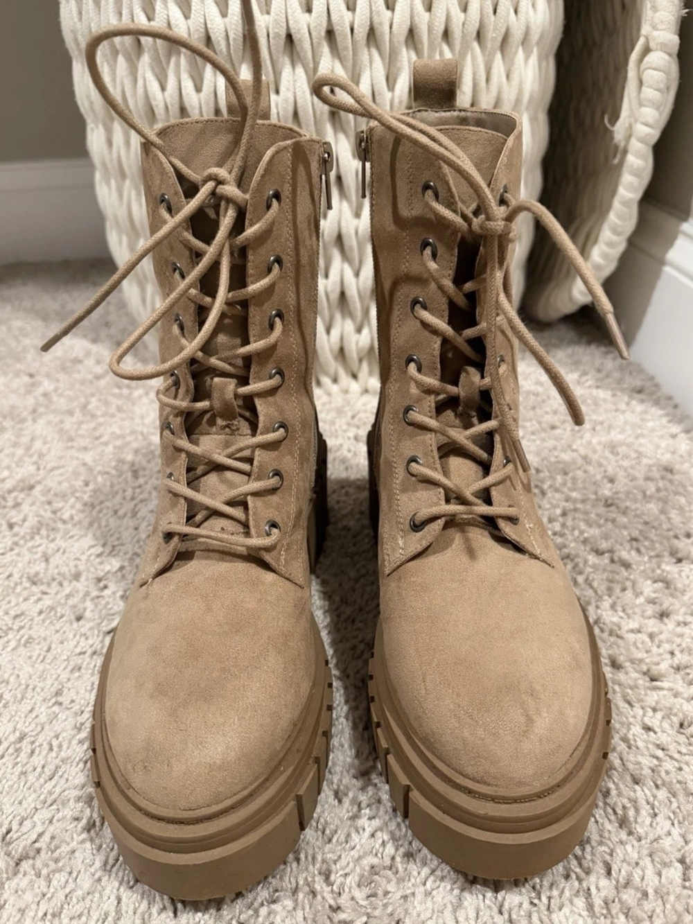 American Eagle Women's Lace-Up Combat Boots in Tan